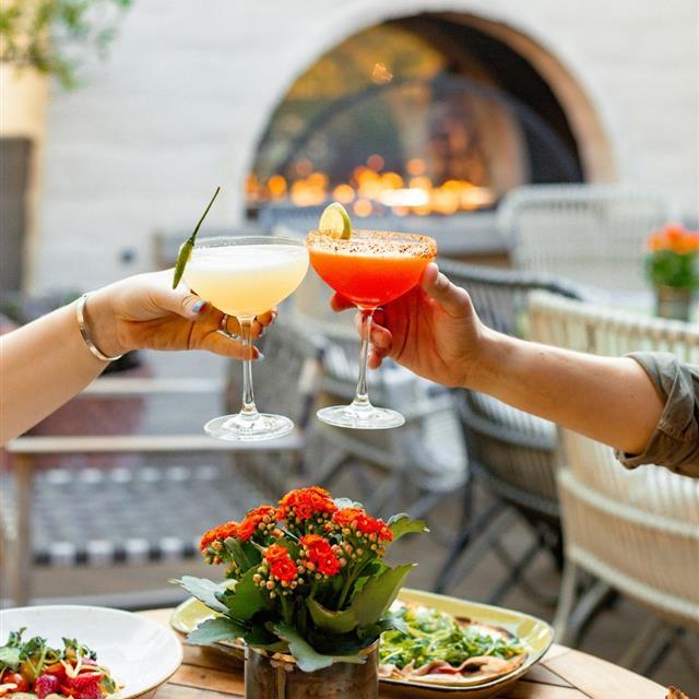 having cocktails outdoors